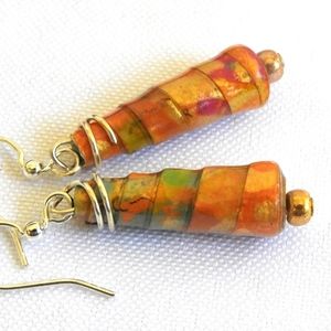 3/$30 Mixed Media Boho Paper Bead Earrings